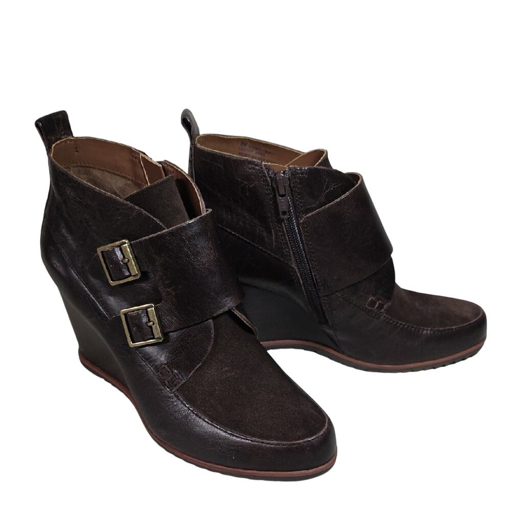 Korks Hanska Monk Strap Leather Ankle Booties Womens Size 8